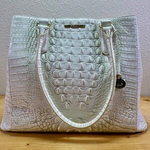 Brahmin Joan Tote Pearl Melbourne Croc Embossed Leather Bag NWT 2017 Receipt
